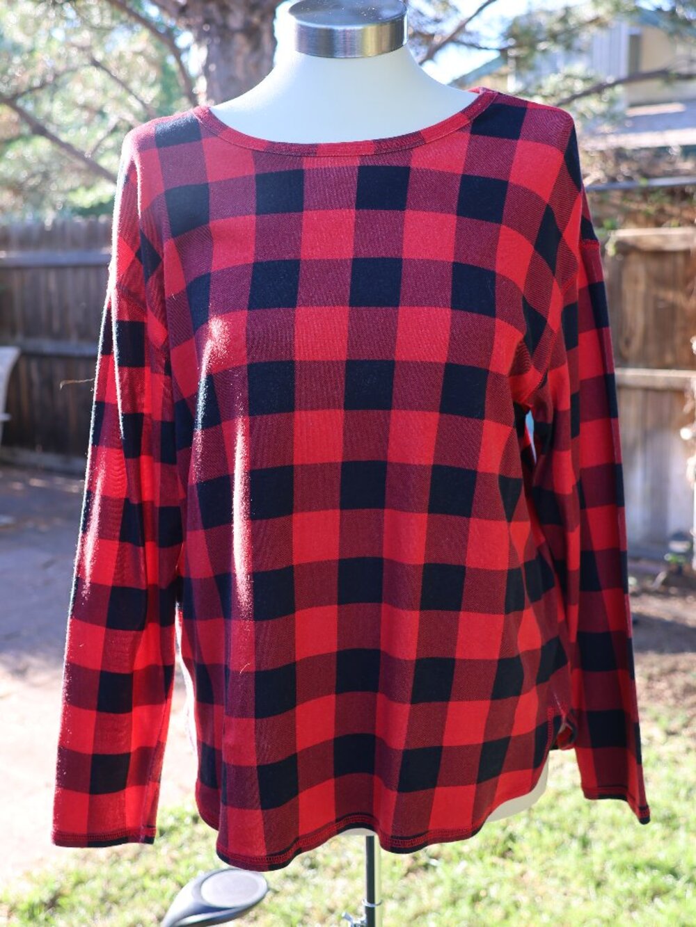 Red & Black Plaid Pullover Top